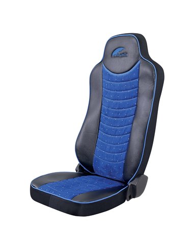 SET HUSE SCAUN TRUCK UMBRELLA PENTRU MERCEDES ACTROS EURO 5 1844 MP2 MP3 MP4 PIELE ECOLOGICA NEAGRA + VELVET ALBASTRU