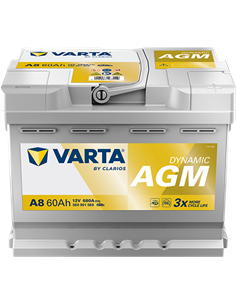 VARTA DYNAMIC AGM START-STOP A8 12V 60Ah 680A - Borna Normala (dreapta +)