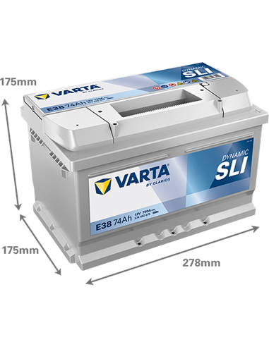 VARTA DYNAMIC SLI E38 12V 74Ah 750A - Borna Normala (dreapta +)