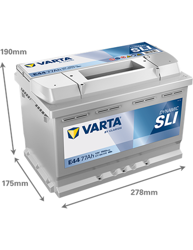 VARTA DYNAMIC SLI E44 12V 77Ah 780A - Borna Normala (dreapta +)