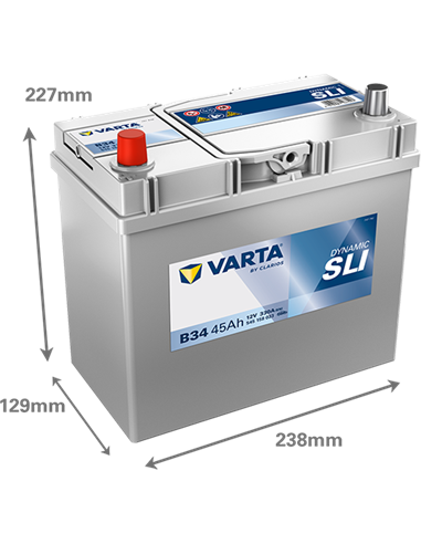 VARTA DYNAMIC SLI B34 12V 45Ah 330A - Borna Inversa (stanga +)
