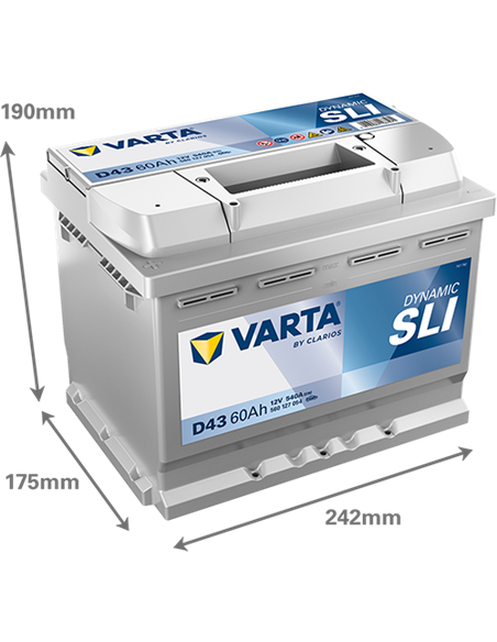 VARTA DYNAMIC SLI D43 12V 60Ah 540A - Borna Normala (dreapta +)