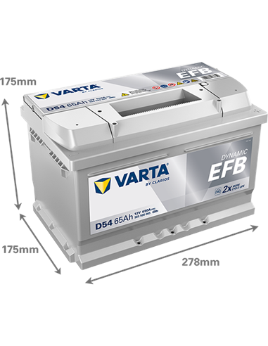VARTA DYNAMIC EFB D54 12V 65Ah 650A - Borna Normala (dreapta +)