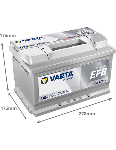 VARTA DYNAMIC EFB D54 12V 65Ah 650A - Borna Normala (dreapta +)