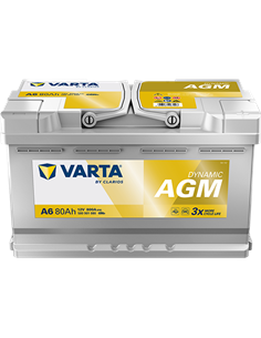 VARTA DYNAMIC AGM A6 12V 80Ah 800A - Borna Normala (dreapta +)