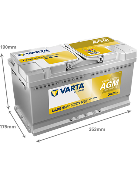 VARTA DYNAMIC AGM LA95 12V 95Ah 850A - Borna Normala (dreapta +)